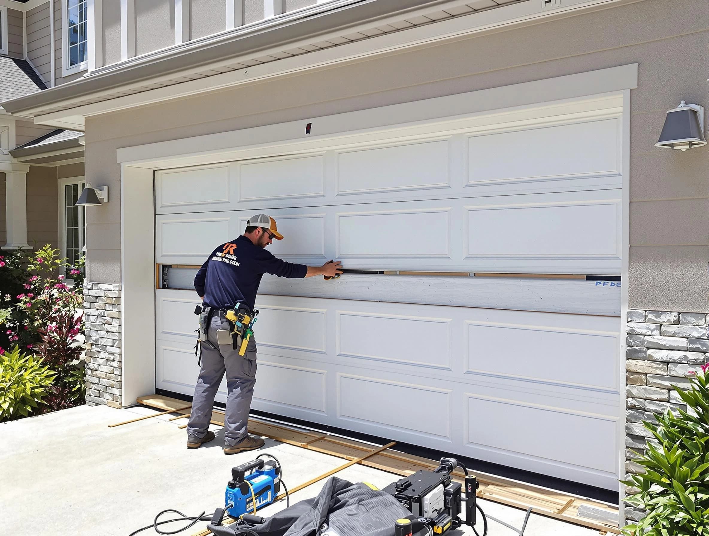 Nolensville Garage Door Repair team performing complete garage door replacement at Nolensville residence