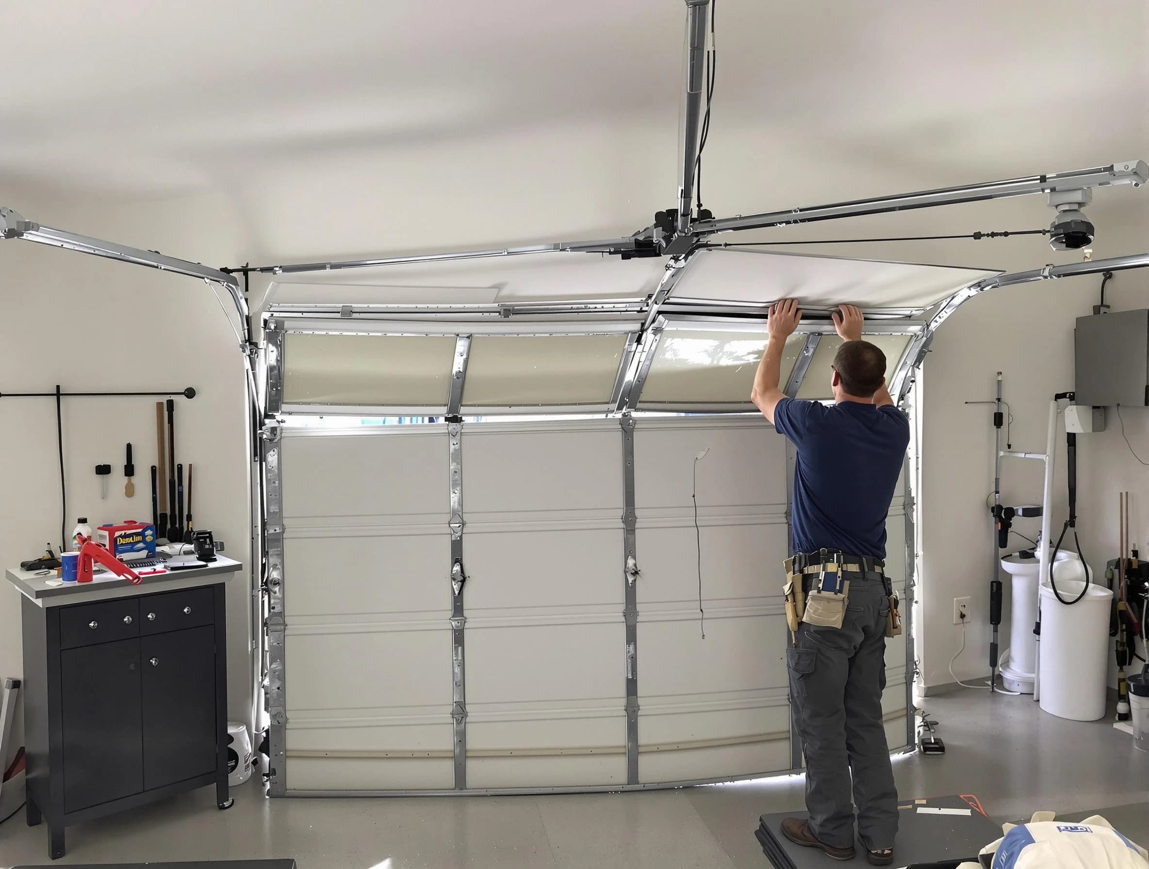 Nolensville Garage Door Repair specialist performing precise section replacement on Nolensville garage door