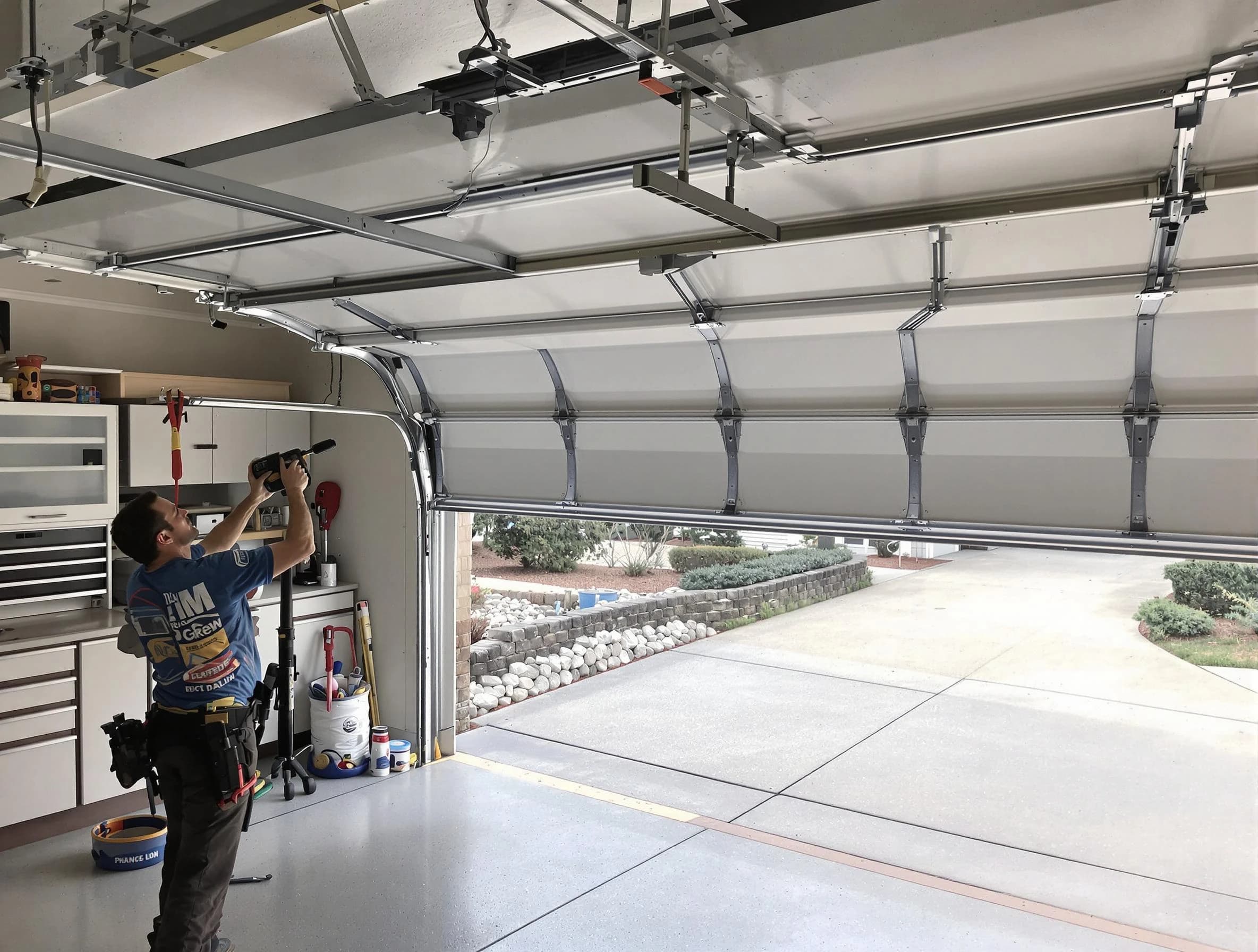 Garage door track repair service by Nolensville Garage Door Repair in Nolensville