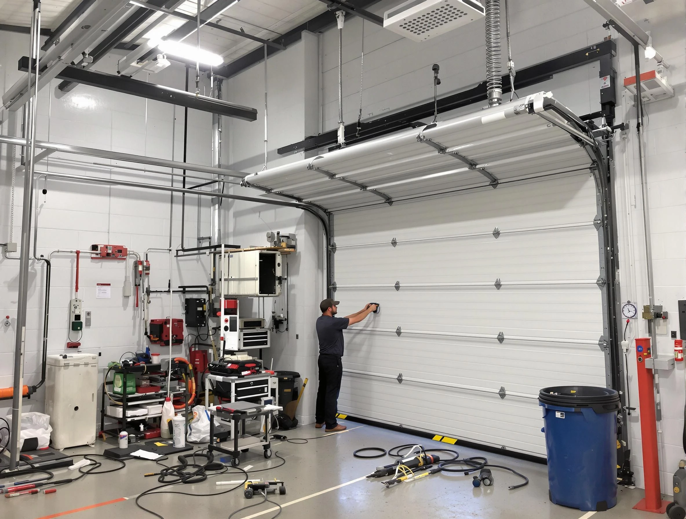 Nolensville Garage Door Repair certified technician performing commercial door repair at a Nolensville business facility