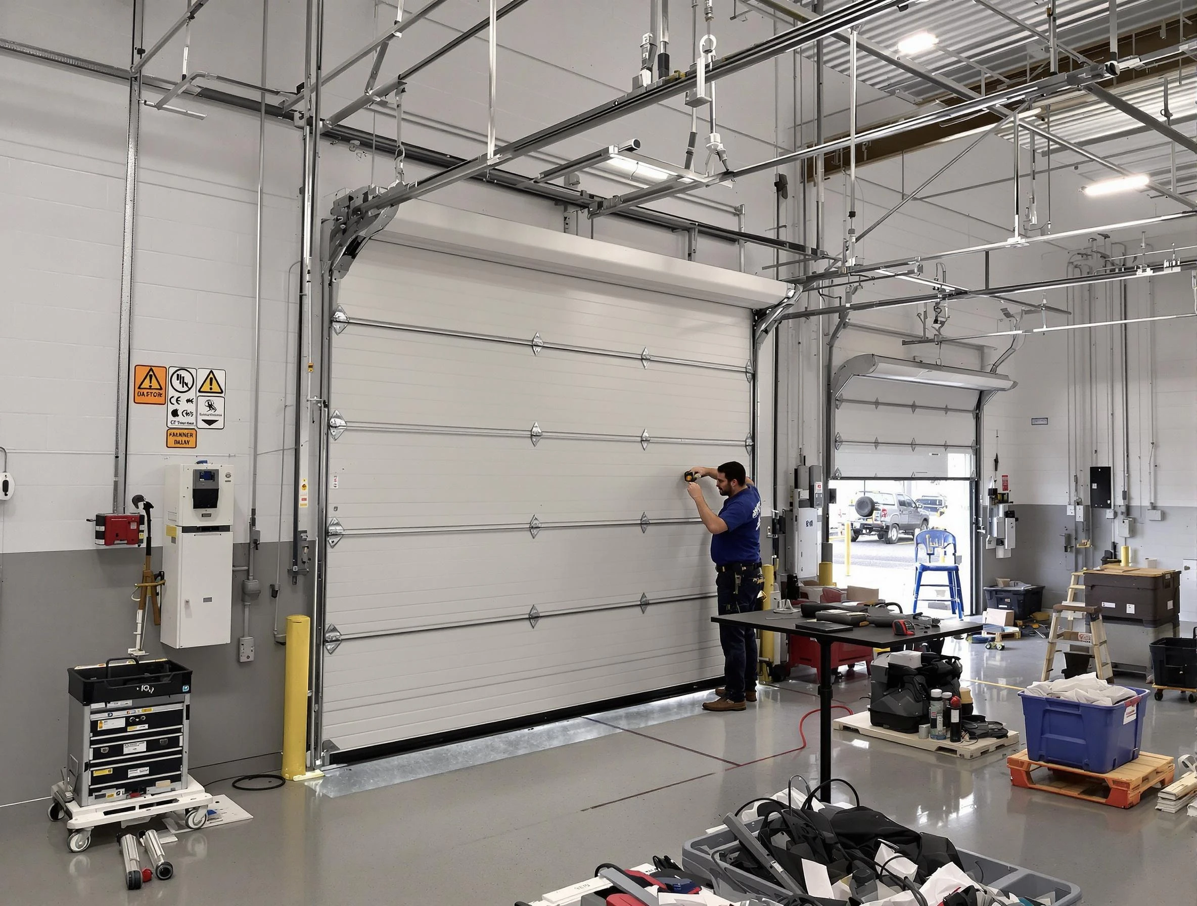 Commercial garage door repair being performed by Nolensville Garage Door Repair expert in Nolensville