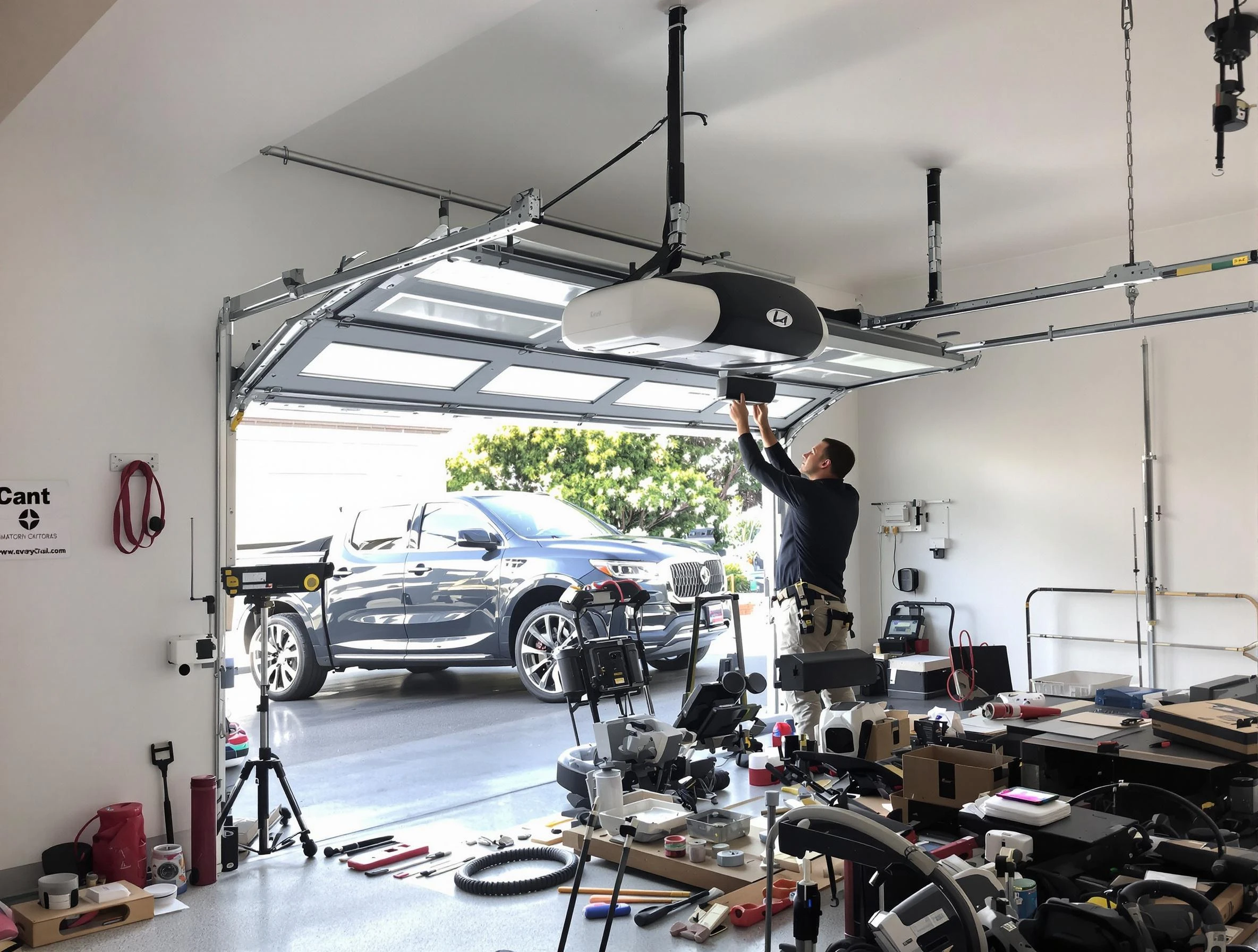 Nolensville Garage Door Repair specialist installing smart garage door opener system in Nolensville home